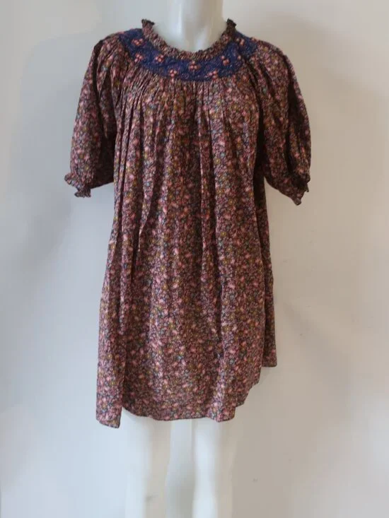 Womens Doen Odessa (Item- 25) Smocked Floral Multicolor Mini Shift Dress S - Picture 4 of 12